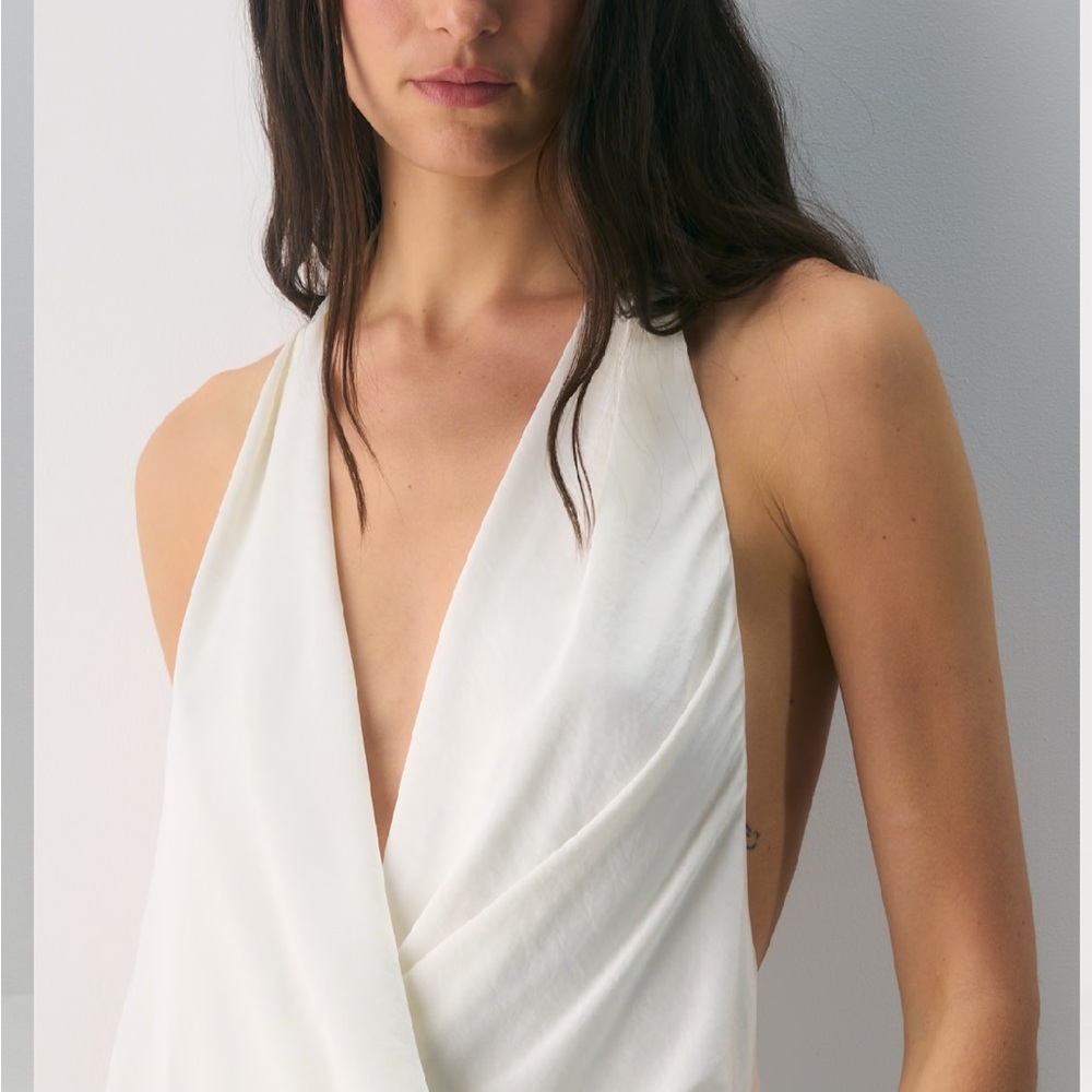 Wilfred White Satin Halter Wrap Camisole